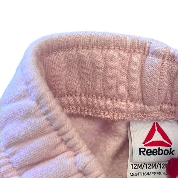 Rebook casual pull-up light pink sweatpants elastic waist fleece inside Girl 12M - Picture 3 of 6